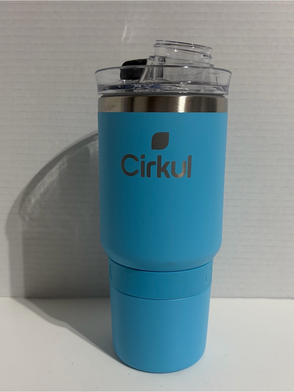 Cirkul On-The-Go StrawSip Tumbler 24oz Stainless Steel Aqua Blue Cold Water